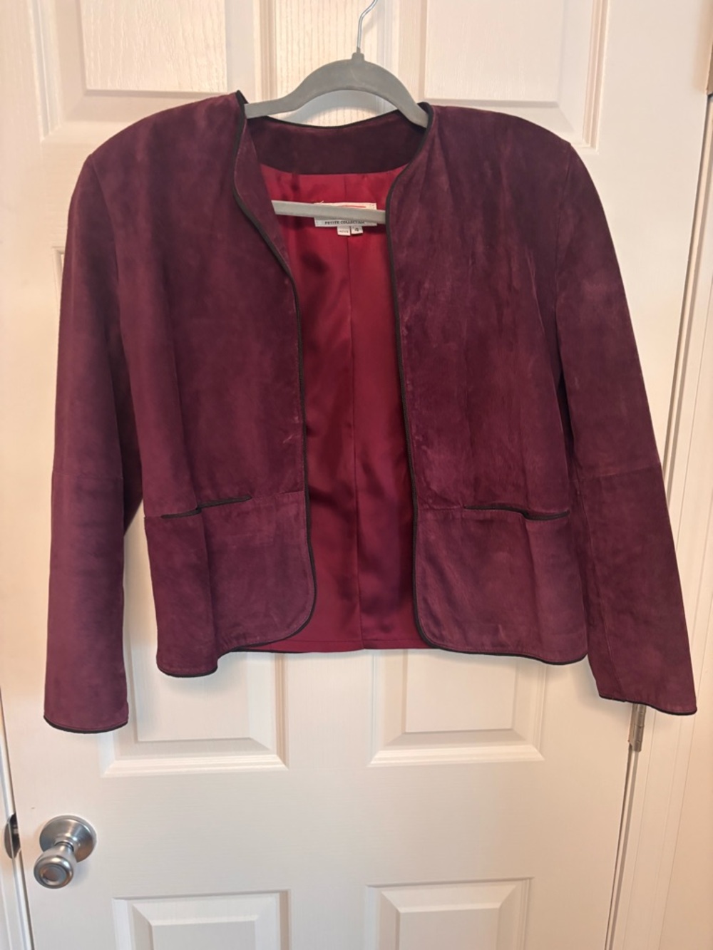 Talbots Plum Suede Open-Front Blazer